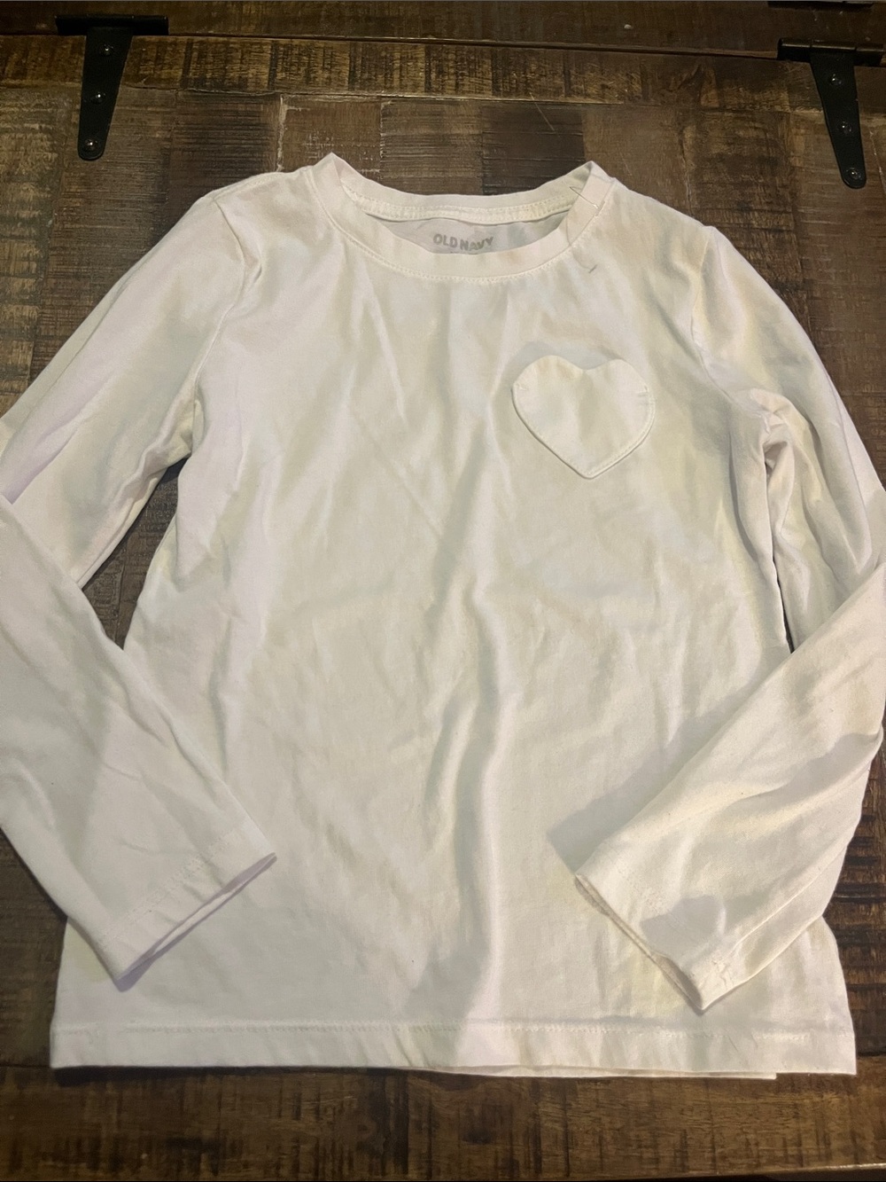 Old Navy White Long Sleeve Tee with Heart Patch - Girls